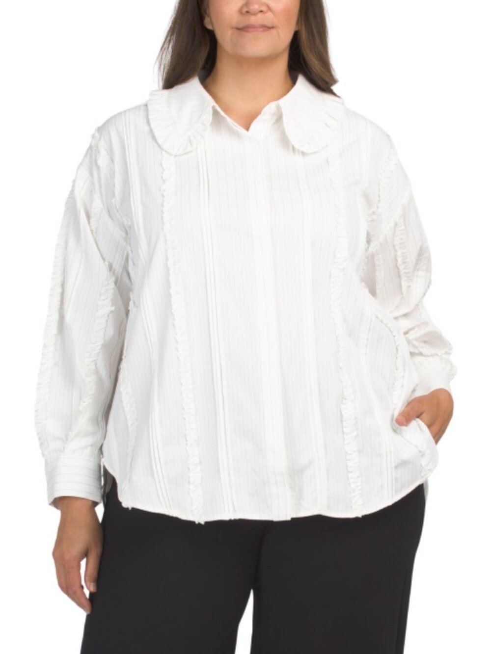 ENDLESS ROSE Plus Pintuck And Ruffle Shirt - Picture 5 of 5
